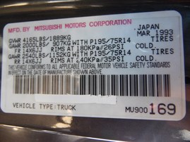 1993 MITSUBISHI PICK UP GRAY STD CAB 2.4L MT 2WD 183868